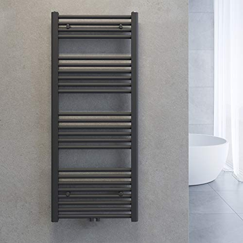 sunnyshowers Calentador de Toallas Toallero radiador baño Conexión Central baño Radiador Antracita/Blanco Recta