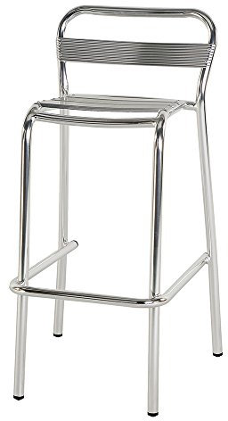 Modern Home Barhocker, stapelbar, Aluminium, für drinnen und draußen, 4 Stück, silberfarbener Löffel