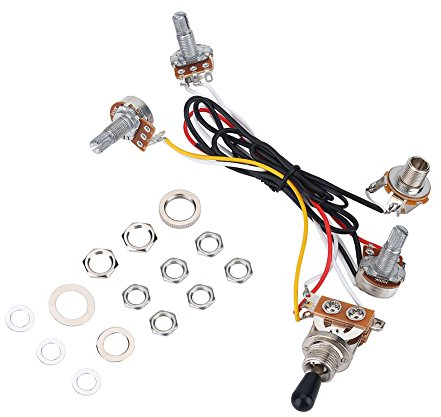 Kit de faisceau de câblage avec interrupteur à 3 voies, 2 volumes, 1 tonalité, 1 jack 500 K pour guitare électrique et basse Accessoire de performance
