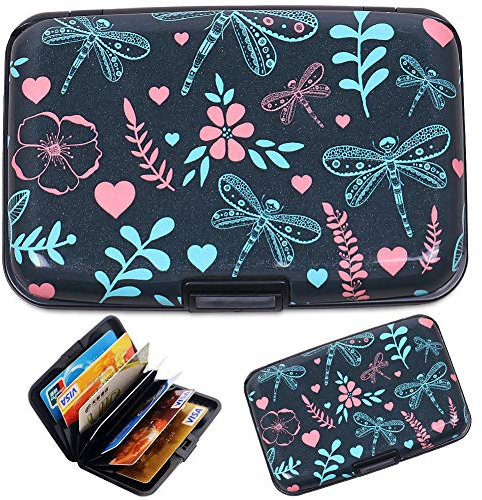 Porte-cartes de crédit Sookoo en aluminium bloquant les signaux RFID pour les hommes et les femmes - porte-monnaie en aluminium - porte-cartes d'affaires joli et mince en métal Color 12