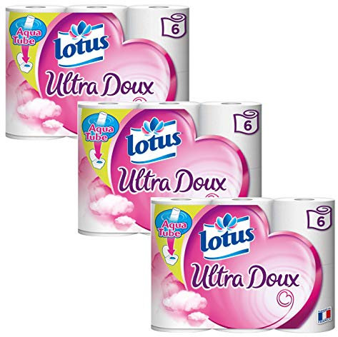 Lotus Ultra Doux Papier Hygiénique Aquatube 18 rouleaux (3x6)
