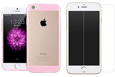 NOVAGO Compatible avec iPhone 6 iPhone 6S Combo 1 Verre trempé + 1 Coque Souple et Solide (Rose)