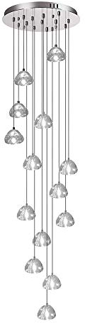 KJLARS Pendelleuchte LED Moderne Pendellampe Hängeleuchte Höheverstellbar Kronleuchter geeignet für Wohzimmer Esstisch, Treppe, Schlafzimmer Deckenleuchte Hängelampe (14 Lights-T)