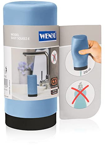 WENKO Detergent Dispenser, Silicone, Blue, 14 x 6 x 6 cm