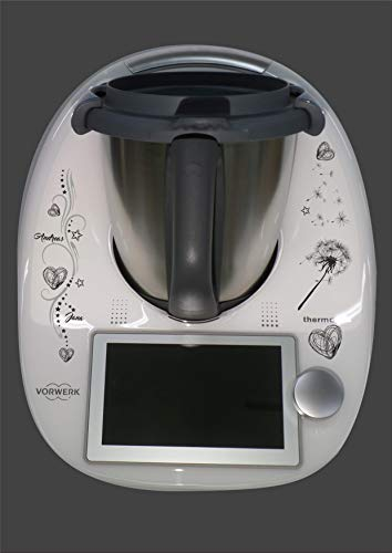 Aufkleber passend für Thermomix TM 6 Pusteblume Tribal Namen schwarz