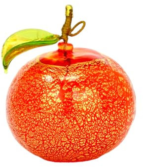 MyItalianDecor Murano Glass Blown Orange, Authentic Murano Fruit Figurine, Hand Made in Italy