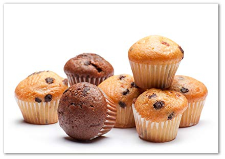Tulup Glas-Bild Wandbild aus Glas - Wandkunst - Wandbild hinter gehärtetem Sicherheitsglas - Dekorative Wand für Küche & Wohnzimmer 100x70 - Essen & Getränke - Muffins - Braun