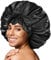 BONNET QUEEN Silk Bonnet for Sleeping for Curly Hair, Satin Bonnet Hair Wrap for Women & Men, Adjustable Silk Scarf Night Cap with Tie Band, Black
