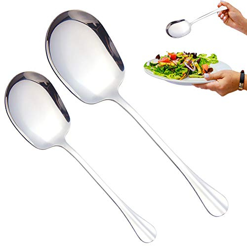 HUYIWEI 2 cuillères de service en acier inoxydable avec longues poignées, cuillère à soupe, ustensiles de cuisine pour restaurants d'hôtel