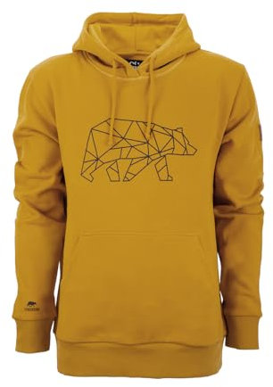 FORSBERG Pettarson Herren Hoodie mit Bärenlogo | Skandinavisch inspirierter Kapuzenpullover | All-Year Kollektion | Freizeit, Handwerk, Outdoor, Farbe:gelb, Größe:M