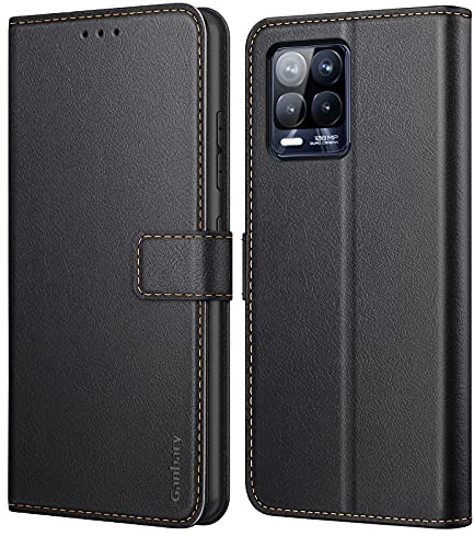 Ganbary Funda Compatible con Realme 8 4G/ Realme 8 Pro (no con Realme 8 5G), Funda Movil Carcasa PU Cuero con Ranura para Tarjeta Cierre Magnético Función de Soporte para Realme 8 4G/ 8 Pro, Negro