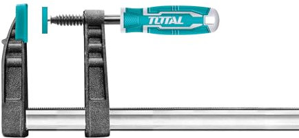 TOTAL - Sargento de Apriete | 300 x 120 mm | Fuerza Máxima de Apriete de 450 kg | Con Palanca de Liberación Automática | Para Trabajos de Carpintería | Para Sujetar Piezas | Plástico Negro