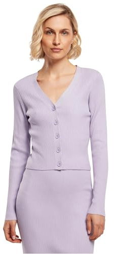 Urban Classics Women's TB4806-Ladies Short Rib Knit Cardigan Sweater, Lilac, XXL