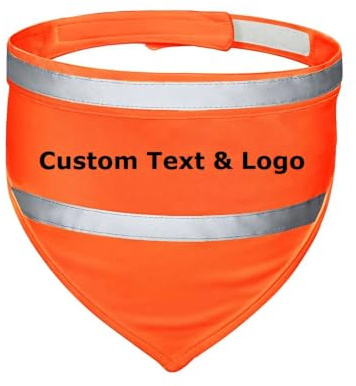 Muka Personalisierbares Bedrucktes Haustier-Halstuch Reflektierend Hundehalstuch mit Individuellem Text und Logo-Orange-M