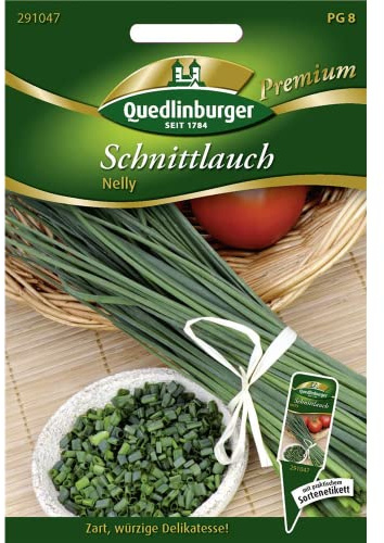 Quedlinburger Saatgut Schnittlauchsamen 'Nelly' - Allium schoenoprasum 'Nelly' - Inhalt reicht für ca. 1,5-2 lfd. Meter
