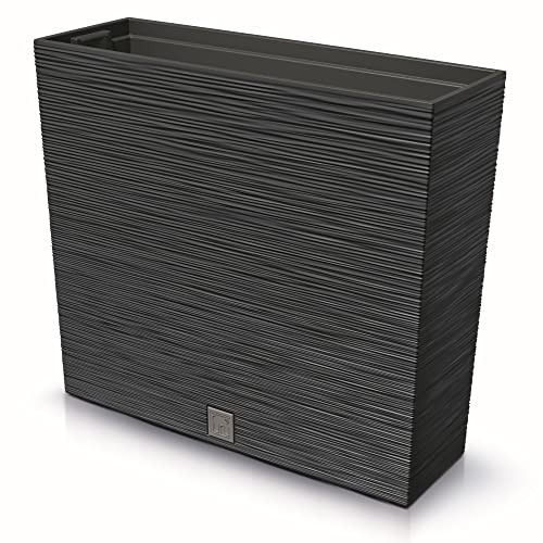 botle Blumenkasten Meißel Balkonkasten Pflanzkasten Anthrazit L 58 cm mit Topf Einsatz Hoch Pflanzkübel Einzigartiger Blumentopf Kunststoff