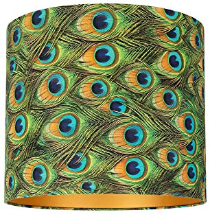 Uniqq Pantalla terciopelo pavo real Ø 40 cm - 40 cm de alto