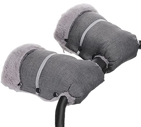 AUPOWER Handmuffs, Stroller Pram Hand Muff Waterproof and Windproof Anti-Freeze Fleece Lined Gloves Universal Hand Warmer for Buggy Pushchair Trailer Bicycle.Grey
