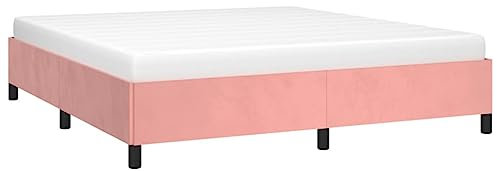 vidaXL Cadre de Lit Sommier à Lattes Lit Rembourré Cadre à Lattes Lit Double Adulte Meuble de Chambre à Coucher Rose 180x200 cm Velours
