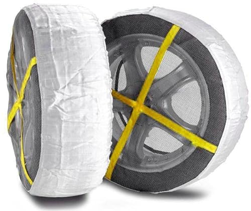 BSSTORE Universal-Schneesocken, wiederverwendbar, Schneeketten aus Stoff von R14 bis R18, 2 Stück für Antriebsräder (Größe L)