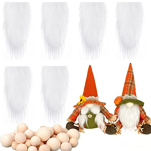 Vorgeschnittener Wichtelbart Zum Basteln, GNOME Zwergbart Kunstpelzstoff Kunstfell GNOME DIY Wichtel Bart Mit Holzkugeln Nase, Für Wichtel Zubehör Kindergeschenke