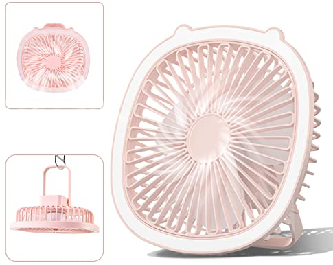 Mini ventilatore USB multifunzionale con 3 velocità, mini ventilatore da scrivania con 2 modalità di illuminazione e supporto da tavolo - perfetto per l'uso domestico, in ufficio e all'aperto