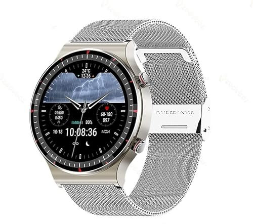 Zeit Vision Care Pro 2 Gesundheitsuhr IP68 wasserdicht für Android und iOS Smartwatch mit Blutdruckmessung Blutsauerstoffmessung EKG Pulsmesser Vorhofflimmern Schrittzähler GPS (Silber)