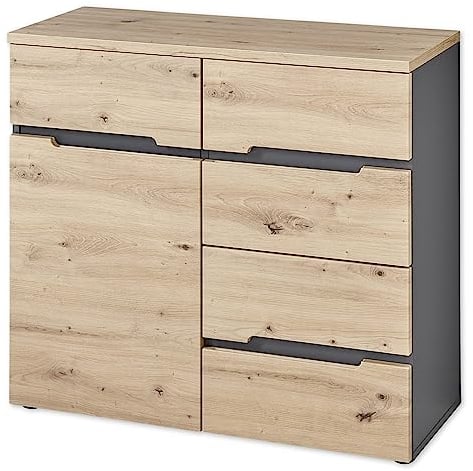 MEMPHIS Kommode in Artisan Eiche Optik, Graphit - Moderne Kommode mit viel Stauraum - 90 x 82 x 38 cm (B/H/T)