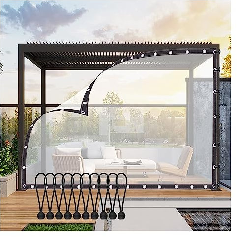QSTGX Pannelli Laterali in Tela Cerata Impermeabile Trasparente, Schermo Divisorio in Plastica PVC per Tende da Giardino con Occhielli, Personalizzabile (Colore : Clear, Misurare : 1x1m)