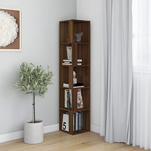 NOALED Eckschrank, Eiche, 33 x 33 x 164,5 cm, Eckbücherregal, Wohnzimmer-Eckschrank