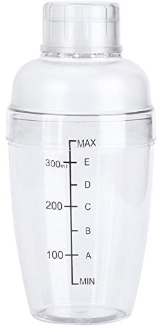 Shaker à cocktail avec échelle, shaker à cocktail en résine plastique - Pour la maison, bar, thé, fête, café, restaurant (350 ml)