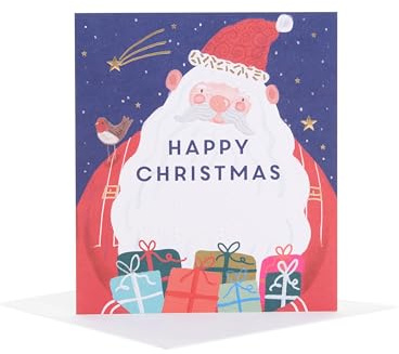 UK Greetings Weihnachtskarte für ihn/sie/Freund – Braille-Santa-Design