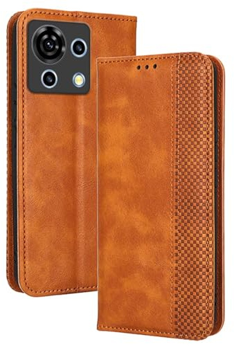 Topme Handyhülle hülle fur ZTE Blade V50 Vita (6.75 Inches) Case Schutzhülle, Handyhülle aus Leder mit Stilvollem, Strukturiertem Kartenschlitz.Braun