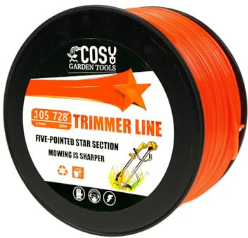 COSY GARDEN TOOLS Trimmerfaden for Grass Trimmers - Suitable for Trimming Lawn, Edges and Lawn Weeds - Mähfaden 2,7 mm x 222 m-freischneider zubehör、Nylon Rasentrimmer Faden- Orange