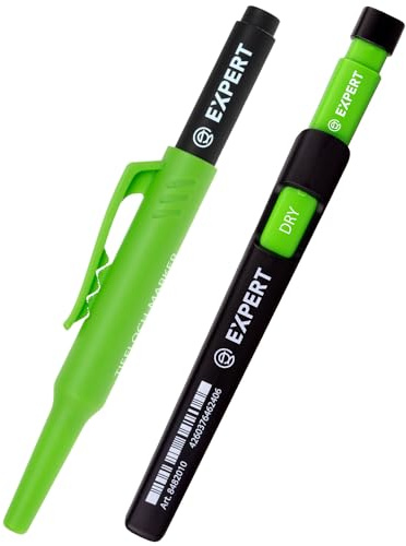 EXPERT Tiefloch Kombiset (Tiefloch & Dry Marker) | Präzises Markieren | Auf Holz, Metall & Keramik | Nachfüllbar & langlebig | Inkl. Holsterkappe & Spitzer | Für Profis & Heimwerker