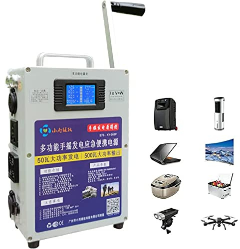 JIANGSS Generador manual de 150 W/500 W de carga USB de mano de emergencia portátil, CC con manivela para camping