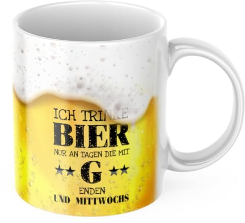 Ich trinke Bier nur an Tagen mit G - Bier-Tasse Männer Das perfekte Geschenk für den Mann - Bier Tassen sind die beste Geschenkidee für Männer zum Vatertag oder Geburtstag