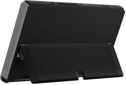 eXtremeRate Cover Console Supporto per Nintendo Switch OLED,Copertura Posteriore Custodia Shell Kickstand Ricambio per Switch OLED,Non Include Console&Joycon-Nero