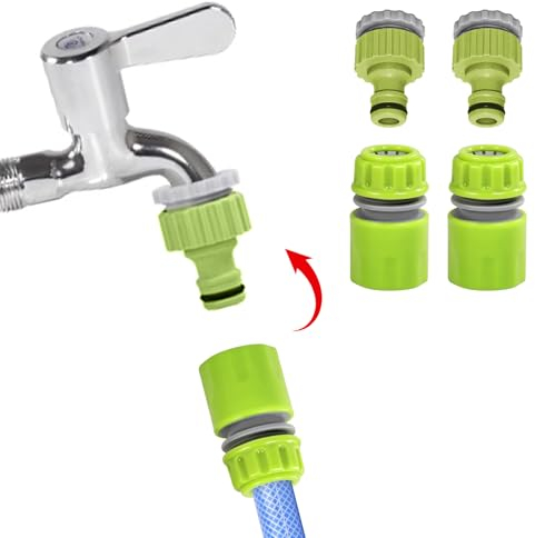 XCDMJ Gartenschlauch Anschluss Set,4 Stück Wasserhahn Anschluss Kit Schlauchverbinder 1/2 3/4 Zoll 2 In 1 Hahnverbinder Zoll Verstärktes ABS-Material,Schlauchkupplung Zubehör Schnellverbindung