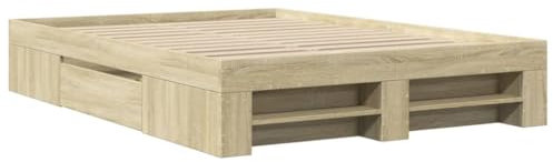 vidaXL Bettgestell, Bettrahmen mit Lattenrost, Schlafzimmerbett Bett mit Stauraum, Doppelbett für Schlafzimmer, Sonoma-Eiche 120x200cm Holzwerkstoff