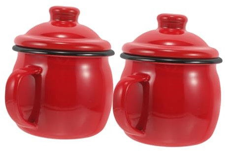 LALADEFIEE 2pièces Tasse Émail Vintage Avec Couvercle De Mugs Pour Café Et Thé Adaptés Au -