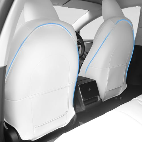 TOPABYTE Sitzschoner für Tesla Tesla Model Y 3 X S Rücksitze Trittschutz Kindersitz Rückenlehne Rücksitzschutz Rücksitzschoner Rückenlehnenschutz, Wasserdicht und Pflegeleicht - Weiß