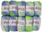 500g Strickwolle Ilkadim Export Jeans Crazy mehrfarbig mit 55% Baumwolle, 10 x 50 Gramm Baumwoll-Strickgarn mit Farbverlauf (blau kiwi weiss 8208)