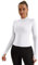 ZIRUU T-Shirt Damen Gym Top Sport Oberteil Yoga Langarm Crop Top Sportshirt Leicht Fitness Oberteil mit Reißverschluss und Daumenloch in White Large Size