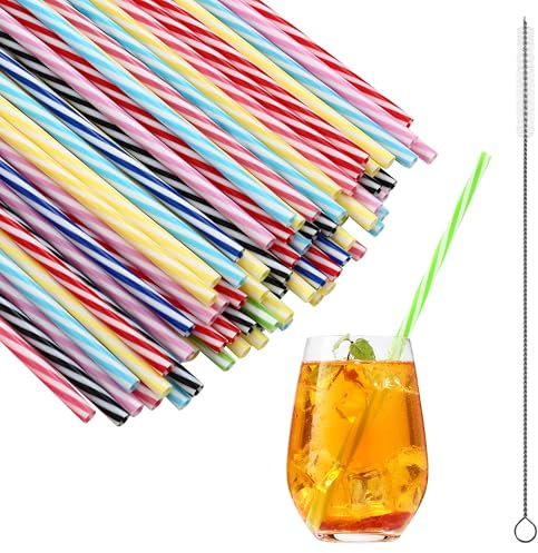 80 Stück Wiederverwendbare Strohhalme, strohhalme plastikStrohhalme,Wiederverwendbar mit Strohhalmbürste, harte Strohhalme für Milchtee, Säfte, Getränke, Cocktails
