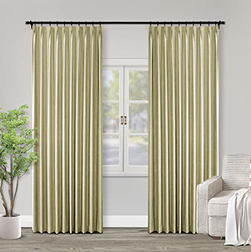 Pinch - Cortinas plisadas de lino gris topo con forro opaco, cortinas con aislamiento térmico para privacidad de dormitorio, 45 x 63 pulgadas, 1 panel