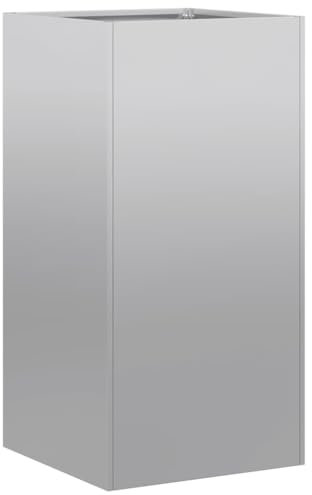 vidaXL Jardinera 40x40x80 cm de Acero galvanizado, macetero, Soporte para Plantas, lecho Elevado, Soporte para jardineras, Bandeja para Plantas