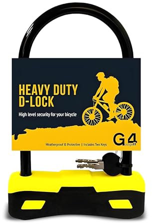 G4GADGET Heavy Duty D Lock for Bike – High-Security Bicycle U Lock with 2 Keys, Anti-Theft Steel Shackle, Weatherproof & Durable – Ideal for Road, Mountain, Electric & Folding Bikes