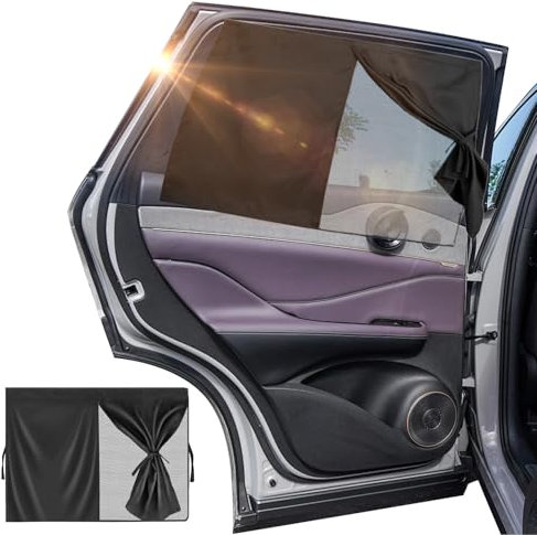 Universal Sonnenblende Auto Netz, 2 Stück Magnetisch Doppelschicht Auto Sonnenschutz Vorhang, Auto Seitenfenster Schatten, Auto Sonnenschutz mit UV, für Schützt Baby, Kinder (68cmX47cm)