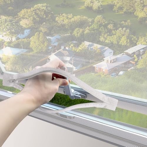 REDTRON DIY Window Screen with Zipper Opening (3 Piece, White), 150cm*180cm Self-Adhesive Window Screen Mesh, Adjustable Mosquito Window Net Keep Bugs/Flies Out